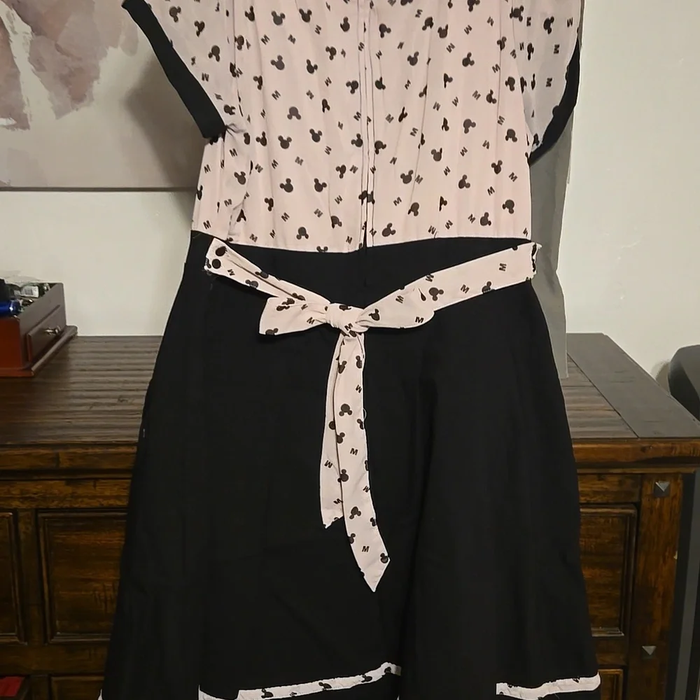 Disney Black and Pink Mickey Print Dress 14 - Picture 2 of 3
